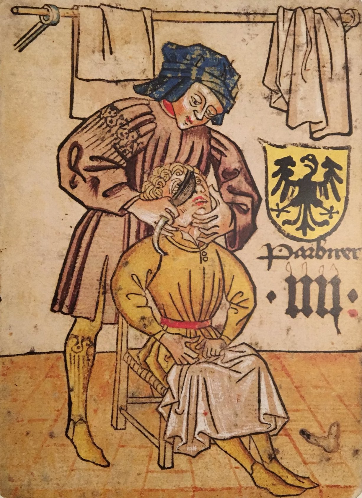 Joke 114: About the prostitute who complained about the barber’s evil deed | Facetia CXIV: De Meretrice Conquerente De Tonsoris Maleficio
